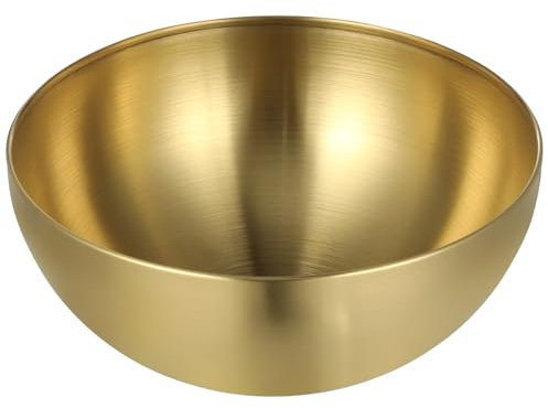 Didiseaon Ensaladera De Acero Inoxidable Dorada 20 Cm, Tazón Para Mezclar y Servir Alimentos, Apto Para Uso Doméstico y Exterior, Reutilizable y Apilable, Adecuado Para Ensaladas y Fideos
