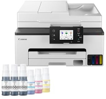 Canon MAXIFY GX2050 Tintenstrahldrucker 4-in-1 Multifunktionsgerät DIN A4 (Drucker, Scanner, Kopierer, Fax, ADF, 600x1200 DPI, WLAN, USB, Duplexdruck, 250 Blatt Kassette) Enthält 6 x Tintenflaschen