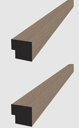 Acoustic Slatted Wall Panel Decorative Slat 3D Timber Oak Natural - 2400mm x 600mm (End Trim x2 Light Walnut 2400x30mm)