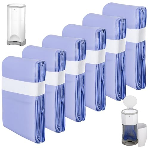Lot de 6 recharges pour poubelle à couches - Compatible avec Korbell - 16 l - Film de recharge pour poubelle à couches - Sac à couches - Anti-odeur - Violet