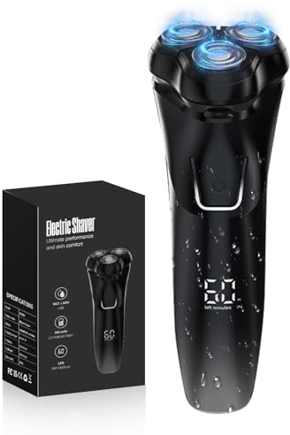 Rasoir Electrique Homme avec Écran LCD, IPX7 Étanche pour Rasage Sec et Humide, 4D Tête Flottante, 120 Min d'Autonomie, Rasoir Rechargeable avec Verrouillage de Voyage, Idéal pour Peau Sensible (Noir)