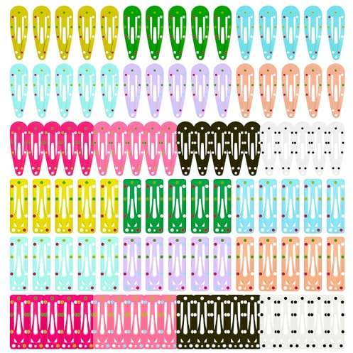 KUBOM 100 Pcs Toddler Hair Clips,(1.2 inch/3cm) Cute Mini Hair Clips for Baby Girls Kids, Small Snap Metal Barrettes for Fine Hair