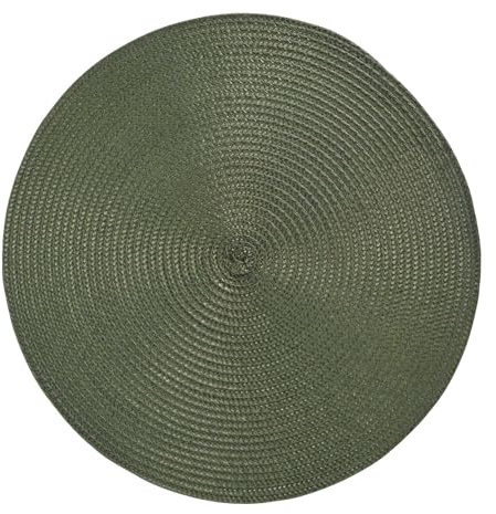 Platzset Rund Ø 38 cm Abwaschbar Tischset Platzmatte in Bast-Optik Platzdeckchen Tisch Untersetzer (Grün)
