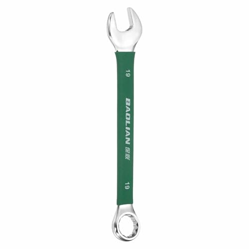 HARFINGTON 19mm Metric Combination Wrench 10 Degree Offset 12 Point Cr-V Steel Single Open End Spanner Wrenches for Automotive Repair Furniture Assembly