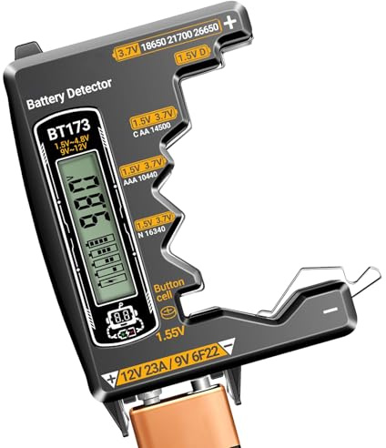 Tester Batterie - 10,5 Cm Digitale Multifunzione | Display LCD Precisione, Misuratore Voltaggio E Capacità Residua Per Pile AAA 9V | Questo Strumento È Per Valutare Rapidamente
