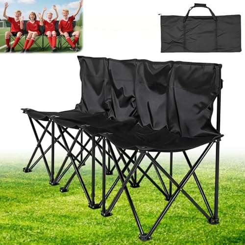 TAZZOR 4-Sitzer Campingbank Klappbar Campingstuhl Tragbare Klappbank mit Rückenlehne Sitzbank Outdoor Ersatzbank Fussball mit Tragetasche für Sportevents Camping Open-Air-Konzert