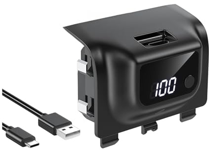 Tosuny Wiederaufladbarer Controller A kku für X box Series X|S, 30 Stunden Spielzeit, 3-4 Stunden Ladezeit, 1400 mAh box Controller A kku mit LED Anzeige und USB C Ladekabel (BLACK)