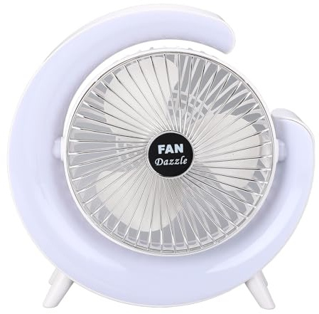Kikumi Ventilador de Escritorio, Luces de Colores, Recargable por USB, Viento Fuerte, Circulación de Aire, Ventilador para el Hogar, Oficina, Dormitorio, Dormitorio