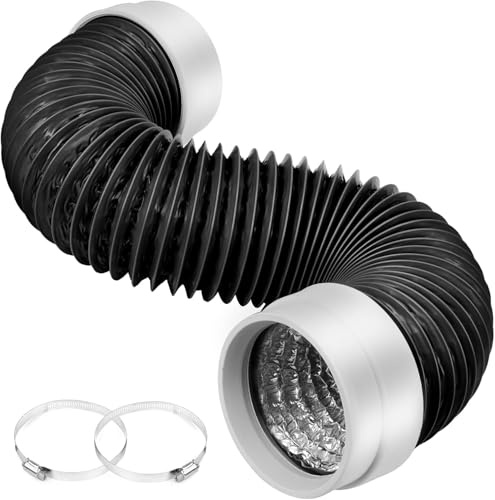 Dryer Vent Hose 4 Inch, 3FT Heavy Duty 6-Layer Flexible Aluminum Dryer Duct with Rubber Seal Connectors, Heat Resistant Insulated Dryer Exhaust Hose for Tight Spaces, Easy-Install Dryer Vent Kit