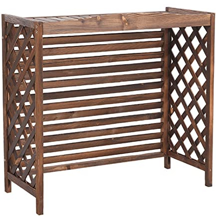 Acondicionador de aire de madera para proteger Sn con listones, cubierta impermeable y E para unidades portátiles de CA, soporte antirrobo para bombas de calor, uso en interiores y exteriores