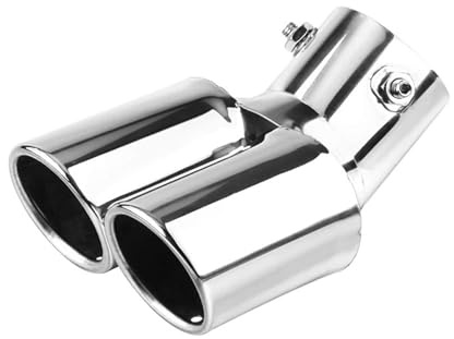 Tubo Escape Silenciador Silenciador Tubo Escape Curvo Universal, Punta Acero Inoxidable, Doble Embellecedor, Revestimiento Trasero Modificado, Entrada 63MM