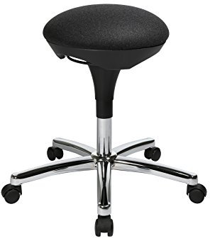 TOPSTAR Hocker Hoc 20 - Bezug anthrazit in Filzoptik - Rollhocker, Drehhocker mit Hartbodenrollen