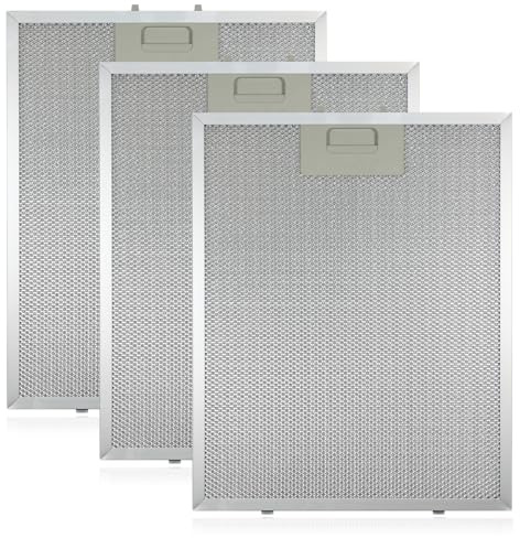 SPARES2GO Metallnätfilter för Howdens Lamona köksfläkt fläkt fläkt (paket med 3 filter, silver, 320 x 260 mm)