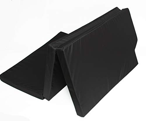 Mayaadi Home Mattress, 3-Piece Folding Mattress, Cold Foam, Medium Hardness, Removable Cover, 200 x 115 x 6 cm, Black
