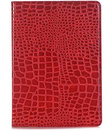 iPad 6. 5. 2018 2017 Hülle für Frauen, iPad Air-2. 1. (9,7'') Hülle, DMaos Krokodil Reflector PU-Leder Folio Smart Cover – Rot