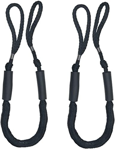 Bungee-Dockleine, Festmacherleine für Boote, 1,1 m, Schwarz, 2 Stück