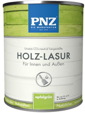 PNZ Holzlasur für Innen und Außen | lösemitttelfreie Farblasur | Nachhaltig hergestellt mit regionalen Rohstoffen | für alle Hölzer, auch Bienenhäuser, Gebinde:0.25L, Farbe:apfelgrün