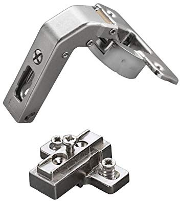 2 x Salice Stollenscharnier Serie 700 mit Dämpfer im Topf 110° Bohrbild T52 | inkl. Kreuz-Montageplatte Höhe 9 mm mit Euroschrauben und Langlochverstellung Topfscharnier von SOTECH