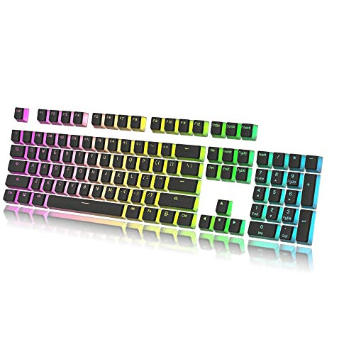 HK Gaming Pudding Keycaps | Doubleshot PBT Keycap Set | Full 108 OEM Profile Key Set | ANSI US-Layout | For Mechanical Keyboard | Compatible with Cherry MX, Gateron, Kailh, Outemu | Black