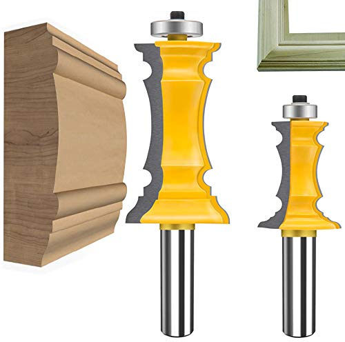 MAYLNE Router Bit Set 1/2 Inch Shank Frame Tongue Groove Rail Stile Door & Drawer Panel Molding Cutter 2PCS, Woodworking Milling Cutter CNC Cutting Tool for Cabinet Tables, Shelves(Y-1/2MK)