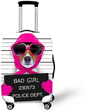 Elastisch Kofferhülle, DOTBUY 3D Reise Kofferschutzhülle Gepäck Cover Reisekoffer Hülle Schutz Bezug Schutzhülle Waschbare Reisetasche Kofferbezug (Brillenhund,XL (30-32 Zoll))