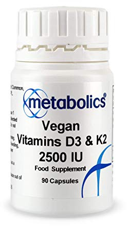Vegan Vitamin D3 and K2 2500 IU | Vegan Vitamin D Supplement | Vitamin D and K2 Complex- Made in The UK, Supports Healthy Bones, Teeth and Cell Division