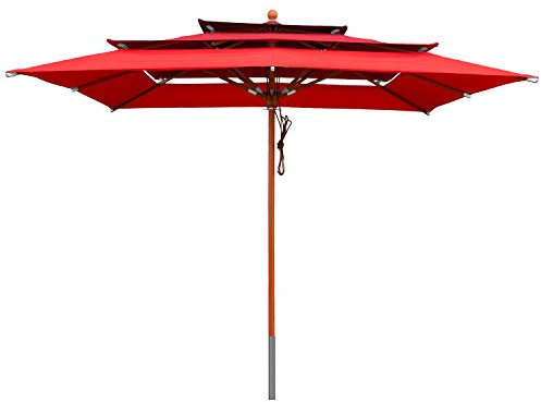 anndora Sonnenschirm 3-lagig 3 x 3 m eckig DREIMADREILA Gartenschirm - Rot