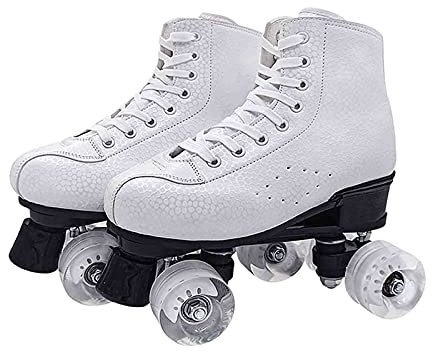 MYAOU Quad Roller Skates Zweireihige Unisex-Schuhe mit Flash Wheels Herren- und Damen-Rollstiefel Perfekt für Anfänger