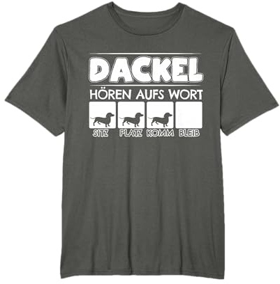 SteMi Kleidung Dackelbesitzer Geschenk - Dackel Hören Aufs Wort - Dachshund Rauhaardackel Zwergdackel T-Shirt Schwarz S Klassische Passform Crew-Ausschnitt Kurzarm Unisex Erwachsener Hundeliebhaber