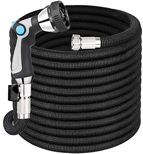 ZPYXBH 30M Flexibler Gartenschlauch, Wasserschlauch Dehnbarer Flexischlauch, 8 Funktion Garten Handbrause Mit Einfach Zu Bedienender Daumenkontrolle, 3/4 Zoll Verschraubungen Aus Messing