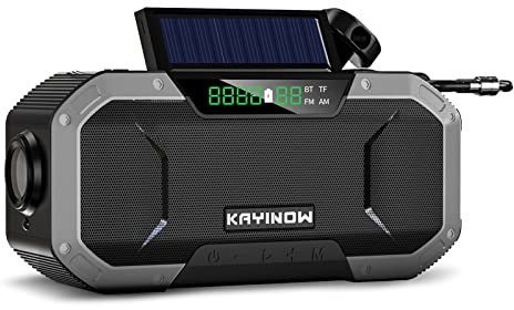 Kavolet Solar Radio, Tragbar Kurbelradio Dynamo Radio mit AM/FM, 5000mAh Power Bank Ladegerät Blitzlicht, LED Taschenlampe, SOS-Alarm für Notfall Outdoor, Outdoor-Camping-Überlebensradio