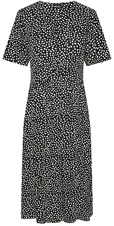 PIECES Midiklänning för kvinnor PCTALA, Black/Aop: dot, M