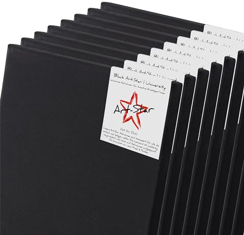Art-Star 8x UNIVERSITY BLACK KEILRAHMEN 80x100 cm | schwarze Leinwände vorgrundiert, malfertige bespannte Leinwand zum Malen