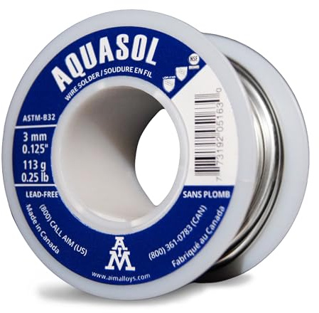 AIM Lead-Free Plumbing Solder, Silver Bearing, 0.125inch dia, 1/4 Lb Spool