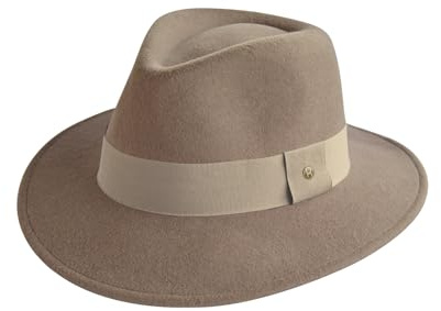 House of Ord Cape Town Ash Fedora Winterhut Damen Filzhut Herren UV Schutz - in Größen M/57cm, L/59cm, XL/61cm - Größe: L/XL: 59 cm Farbe: Mushroom