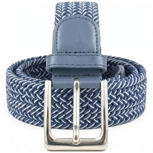 Elastischer Herren Flechtgürtel | Stretchgürtel | Blauweiß 054 85-110