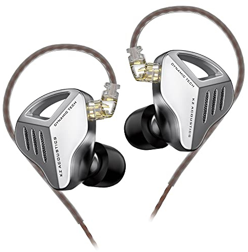 Yinyoo KZ ZVX 10 mm Dual Cavity Super Linear Dynamic Driver HiFi In-Ear-Kopfhörer, KZ Neu verdrahtete Ohrhörer mit abnehmbarem 2-Pin OFC Kabel für Audiophile Musiker (Silber, kein Mikrofon)