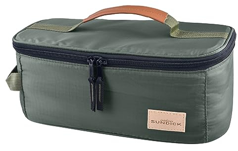 Azarxis Camping Travel Cooking Utensils Organizer Bag Cookware Storage Bag Portable Small Stuff Case for Storing Flatware Cutlery Digital Accessories Cosmetics Makeup Brushes (Dark Green)
