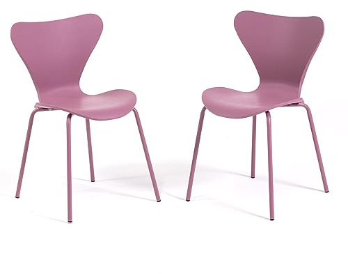 SIEDITI FUORI E DENTRO Chaises d'intérieur/cuisine Nina impliables avec coque en résine et pieds en métal (rose antique (résine), 2)