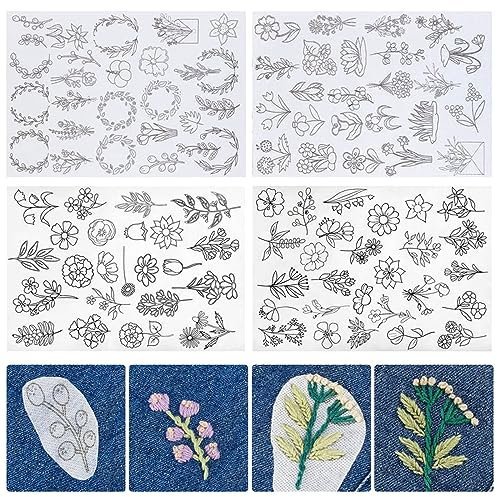 100 Stück Stickvorlagen, Stickvorlagen Wasserlöslich Sticken Vorlagen Stickvlies Wasserlöslich Vorlagen Stabilisatoren zum Handnähen, Sticken für DIY Projekte, Kleidung & Taschen Personalisieren (01)