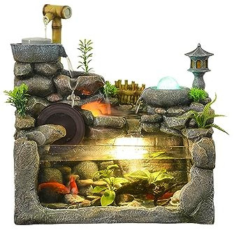 BebeXi Fontana da Tavolo Compleanno Fontana Zen Fontana da Tavolo Fontana da Tavolo Decorazione Cascata Fontana da Tavolo in Stile Giapponese Giardino roccioso Soggiorno