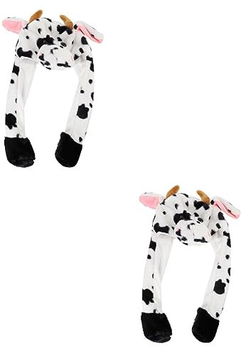 Toyvian 2stücke Kuschelige Plüsch-kuhmütze Mit Ohren Und Pom Poms Winter-haube Für Erwachsene Für Kostüme Karneval Und Partys Hält Kopf Ohren Und Nacken Warm