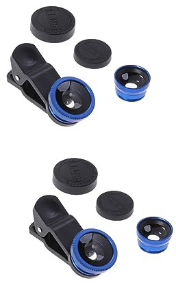 UKCOCO 2stücke Handy Kamera Fisheye Weitwinkel Und Makroobjektiv Für Smartphones Installieren Kompatibel Mit iPhone x Blau