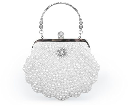 LUI SUI Bolsos de Perlas Femeninas Bolsos de Novia de Cristal Retro Bolsos de Noche para cócteles de Bodas