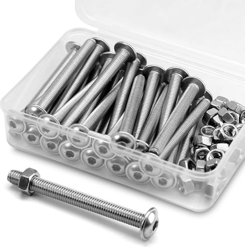 (30 Sätze) M5 x 50mm Innensechskantschrauben mit Flansch und Muttern Set 304 Edelstahl Linsenkopf Schrauben