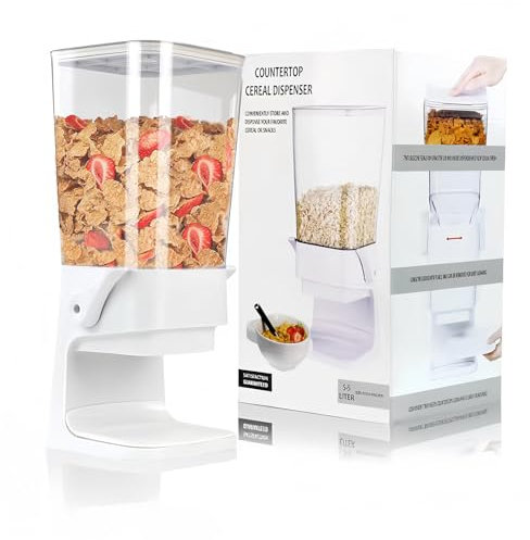 Dispenser Cereali 5.5L, Dispenser di Farina D'avena, Dispenser per Alimenti in Plastica, Cornflakes, Caramelle, Caramelle e Cereali, Contenitore per Farina D'avena