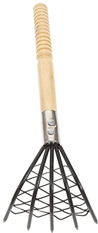 BESPORTBLE 1pezzi Rastrello Per Reti in Acciaio Strumento Per Di Frutti Di Come Vongole Con Manico in Legno Spiaggia