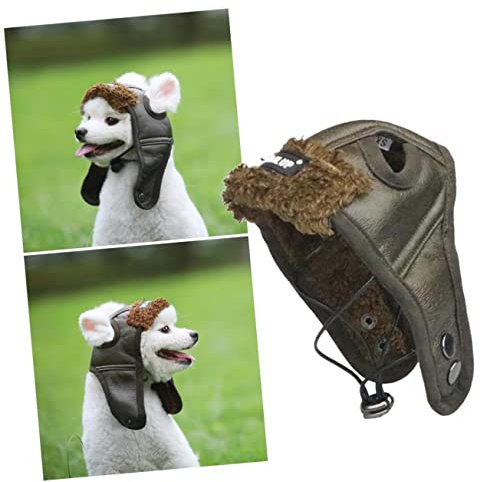 INOOMP Kreativer Pet Kostüm Fliegerhut Braun Für Hunde Katzen Niedliche Kopfbedeckung Für Party Fotoshootings Und Besondere Anlässe