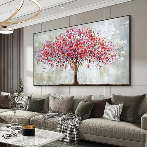 YIUEYI Poster da parete con albero della vita, stampe su tela astratta, quadri su parete, decorazioni per la casa, pronto per essere appeso, 100x200 cm (40x80 pollici) con cornice
