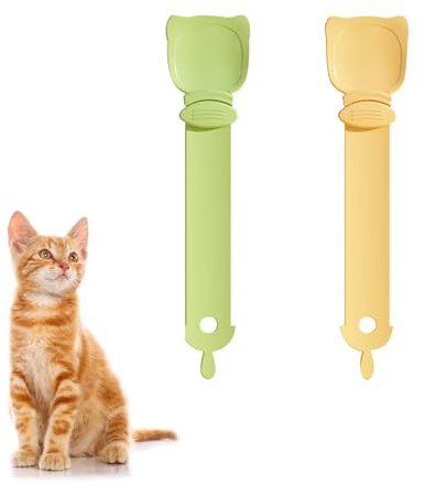 Lot de mangeoires pour chat avec bande de chat mignonne à presser Happy Spoon Distributeur de friandises multifonction pour chaton léchant nourriture humide liquide Snack Purée Fournitures (2PCS)